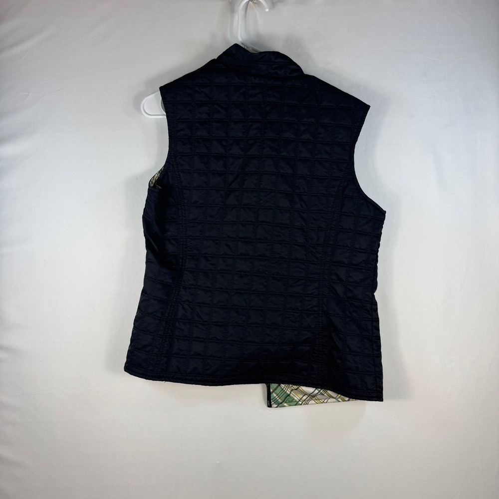 Cutter & Buck CB WindTec Quilted Vest Womens Medium Black Plaid Lined Full Zip - Picture 6 of 8